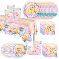 11 x Brand New 81 Pieces Girl s Birthday Set, Children s Birthday Kit Singer Theme Plates Tablecloth Napkins Paper Cups for Girl s Birthday Decorations A  - RRP €224.4