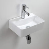 1 x RAW Customer Returns White Ceramic Wash Basin Rectangular Compact Wall Mounted for Small Cloakroom Bathroom 365 x 250 x 105mm Style 1  - RRP €69.9