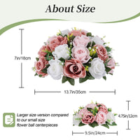 1 x Brand New BLOSMON Wedding Decoration Table Artificial Roses Flowers 2 Pieces  35cm Large Flower Ball Artificial Flowers Bouquet Like Real Table Decoration Silk Fake Flower Bouquet Arrangement For Centerpiece Home Celebration Decoration - RRP €43.34