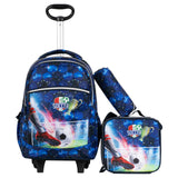 1 x RAW Customer Returns Wenlia Trolley Backpack with Wheels, Pencil Case, Lunch Bag 3 in 1 Lightweight Rolling School Bag for Girls, Football School Bag Sets Ideal for Children Students in Grades 2-6 - RRP €70.58