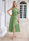 1 x RAW Customer Returns GRACE KARIN Women s Satin Evening Dress for Wedding Elegant A-Line Cocktail with Belt Light Green S - RRP €50.3