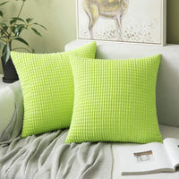 1 x RAW Customer Returns MIULEE Cushion Cover Pillowcases Soft Decorative Square Corduroy Grain Polyester for Home Sofa Chair Bed Living Room Bedroom 40x40cm Two Pieces Green - RRP €19.99