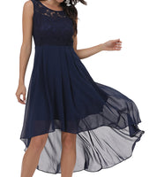 1 x Brand New Laorchid women s formal dress evening dress sleeveless ladies elegant cocktail dress summer dress lace dress chiffon dress bridesmaid dresses knee-length a line wedding navy blue XL - RRP €57.47