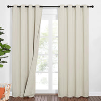 1 x RAW Customer Returns PONY DANCE 100 opaque curtains with eyelets set of 2 three-layer soundproof curtain with removable felt lining thermal curtain heat protection bedroom curtains light beige opaque, H 213 x W 132 cm - RRP €84.95