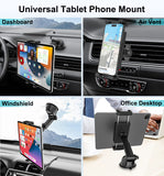 5 x Brand New Aozcu 3 in 1 Car Tablet Holder, Telescopic Arm Stable Windscreen Ventilation Dashboard Tablet Holder, Suction Cup Car Mobile Phone Stand for iPad Pro Air Mini, Galaxy Tabs, iPhone, 4 12.9 Tablets - RRP €199.95