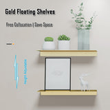 1 x RAW Customer Returns Metal wall shelf, decorative floating shelf set of 2, brushed gold wall shelf, 40cm shelf board, wall-mounted shower shelf, shelves for walls for presentation in bedroom, living room, bathroom, office - RRP €29.12