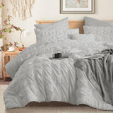 1 x RAW Customer Returns Tospass Seersucker Bed Linen 155x220 2-Piece Gray Embossed Brushed Microfiber Aesthetic Bedding Sets Soft Cuddly, 1 Duvet Cover 155x220 and 1 Pillowcase 80x80 with Zipper - RRP €33.25