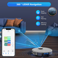 1 x RAW Customer Returns Tikom L9000 Robot Vacuum Cleaner with Mop Function, LiDAR Navigation, 4000Pa Robot Vacuum Cleaner, 150Mins Max, Self-Charging, WiFi, 14 No-Go Zones, for Pet Hair, Carpet, Hard Floor - RRP €252.1