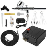 1 x RAW Customer Returns Dual Action Airbrush Set with Paint Gun, Air Compressor and Cleaning Set for Makeup, Manicure, Tattoo, Painting Design, Crafts, Food Decoration, Fashion Design - RRP €63.52