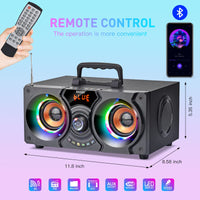 1 x RAW Customer Returns Portable Bluetooth Speakers with Dual Subwoofer, 60W Loud Stereo, Powerful Bass, Wireless Outdoor Indoor with Colorful Party Lights FM Radio Remote Control - RRP €60.66