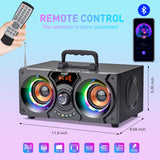 1 x RAW Customer Returns Portable Bluetooth Speakers with Dual Subwoofer, 60W Loud Stereo, Powerful Bass, Wireless Outdoor Indoor with Colorful Party Lights FM Radio Remote Control - RRP €60.66