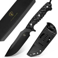 1 x RAW Customer Returns AUBEY BLACK SWALLOW Outdoor Fixed Blade Knife with Kydex Sheath, D2 Steel Blade, G10 Handle - Sharp Hunting Knife Belt Knife for Camping Fishing Hiking Survival Gift - RRP €35.24