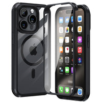 1 x RAW Customer Returns Aunote MagSafe Case iPhone 15 Pro - Military Armored Case, 360 Degree Full Protection, Cell Phone Case Built-in 9H Tempered Glass Screen Protector, Protective Case Full Body Shockproof 15 Pro Case, Black - RRP €20.4