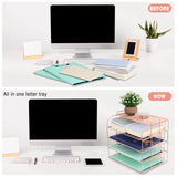 1 x RAW Customer Returns Letter tray A4, storage compartments stackable desk organizer tray, office supplies organizer rose gold storage compartments for school, home and office - RRP €34.27