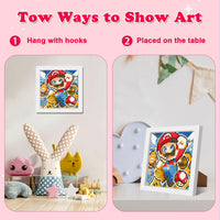 3 x Brand New NAIMOER Mario Diamond Painting Kits with Frame, Framed Diamond Painting for Kids Adults, 5D Cartoon Diamond Painting Adults Mosaic DIY Craft for Home Decor 8x8inch - RRP €61.2