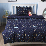 1 x RAW Customer Returns Kids Glow In The Dark Duvet Cover Blue Cartoon Stars Universe Bedding Set for Teens Boys Girls Toddler Bedspread Starry Sky Decor Bedspreads With Zipper, 135 x 200 - RRP €30.24