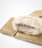 1 x Brand New YISEVEN Women s Winter Merino Sheepskin Lambskin Mittens Leather Gloves Back Stripe Design Soft Thick Fur Lining Warm Heated Flip Cuffs Cold Weather Gifts, Camel XL - RRP €38.99