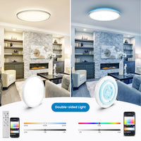 1 x RAW Customer Returns WAYRANK LED ceiling light dimmable, RGB ceiling lamp round with remote control and app control, color changing bathroom panel compatible with Alexa Google Home, IP44, 36W, 30cm - RRP €40.39