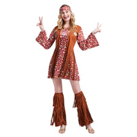 1 x RAW Customer Returns Antbutler Women s 60s 70s Hippie Costume Outfits Hippie Clothing Disco Dress for Halloween - RRP €19.2