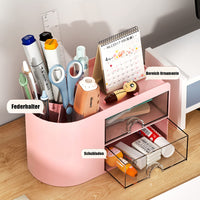 6 x Brand New Office Desk Organizer with Drawer, Mini Office Supplies and Desk Accessories, Kids Desk Organizer, Business Card Pen Cell Phone Stationery Holder Storage Box White  - RRP €96.72