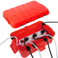 1 x RAW Customer Returns RESTMO extra large waterproof cable box, IP54 waterproof, outdoor cable safe box, weatherproof electrical box to protect power strips, timer - plug protection outside 32 x 22 x 13 cm - red - RRP €36.99