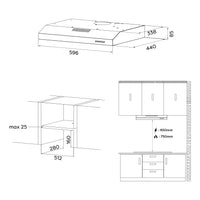 1 x RAW Customer Returns CIARRA CBCB6903D A cooker hood under cabinet 60cm recirculation hood recirculation exhaust air 3 power levels integrated under cabinet under cabinet hood with CBCF009 carbon filter black - RRP €99.99