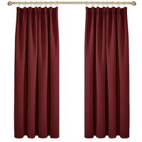 1 x RAW Customer Returns Deconovo opaque curtains with ruffle tape, bedroom curtain, balcony, thick thermal curtain, cold protection, warm heat protection, 214 x 132 cm height x width , red, set of 2 - RRP €26.88