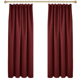 1 x RAW Customer Returns Deconovo opaque curtains with ruffle tape, bedroom curtain, balcony, thick thermal curtain, cold protection, warm heat protection, 214 x 132 cm height x width , red, set of 2 - RRP €26.88