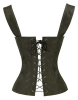 1 x RAW Customer Returns Charmian Women s Vintage Renaissance Lace Up Bustier Corset with Garters Olive 4X-Large - RRP €41.96