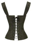 1 x RAW Customer Returns Charmian Women s Vintage Renaissance Lace Up Bustier Corset with Garters Olive 4X-Large - RRP €41.96