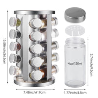 1 x RAW Customer Returns DEFWAY Spice Carousel Rotating Spice Rack Standing - Extendable Spice Rack with 20 spice jars without contents , label paper, writing pen and funnel - RRP €33.26