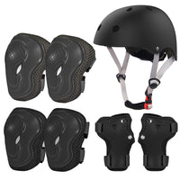 1 x RAW Customer Returns LANOVAGEAR Bicycle Helmet Children s Protector Set with Skater Helmet Protectors Inliner Protective Equipment Children s Knee Pads Set with Helmet 2-10 Years for Bicycle Skateboard Roller Skates S, Black  - RRP €39.99