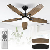 1 x RAW Customer Returns Mefine ceiling fan with lighting and remote control, quiet, 106 cm ceiling fans with LED lamp with 5 wooden fan blades, wood grain black, timer, for bedroom, living room - RRP €159.99