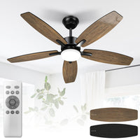 1 x RAW Customer Returns Mefine ceiling fan with lighting and remote control, quiet, 106 cm ceiling fans with LED lamp with 5 wooden fan blades, wood grain black, timer, for bedroom, living room - RRP €159.99