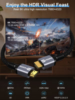 1 x RAW Customer Returns Anhuicco HDMI 2.1 Cable 4K 8K HDR Certified 2meter 48Gbps 8K 10K 60Hz 4K 144Hz 2K 240Hz ALLM VRR FreeSync Dolby ARC eARC HDR10 HDCP 2.3 Supports PS5 Xbox Soundbar Real 8K Fire TV - RRP €13.36