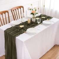 1 x RAW Customer Returns AOKSUNOVA table runner muslin olive green table runner cheesecloth green 80x300cm boho table runner wedding - RRP €15.12