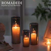 1 x RAW Customer Returns Romadedi lantern glass candle holder glass cylinder grey candle holder candle glasses for pillar candles floating candles glass vase lanterns for living room dining table table decoration home decoration - RRP €22.99