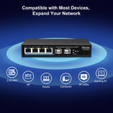 1 x RAW Customer Returns VIMIN 6-Port 2.5G PoE Switch Unmanaged, 4X 2.5G Base-T PoE Ports, 2X 10Gbps SFP , 4-Port PoE Switch with 60Gbps Ethernet Switching Capacity, Support IEEE802.3af at, 65W, VLAN, Metal Housing - RRP €78.64