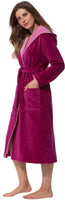 1 x RAW Customer Returns Morgenstern bathrobe for women made of cotton with hood in fuchsia women s bathrobe calf-length women s bathrobe velor size M Leonie - RRP €60.46