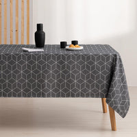 1 x RAW Customer Returns GAMUSI Geometric Line Anthracite Stain-Resistant Tablecloth 140x100 cm - RRP €15.99