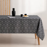 1 x RAW Customer Returns GAMUSI Geometric Line Anthracite Stain-Resistant Tablecloth 140x100 cm - RRP €15.99