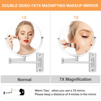 1 x RAW Customer Returns FFowcye 9 inch cosmetic mirror with magnification, 1X 7X make-up mirror wall mounted, double-sided wall mirror shaving mirror, 360 rotating magnifying mirror for bathroom spa and hotel - RRP €32.99