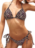 1 x Brand New SHEKINI Women s Bikini Set Classic Adjustable Triangle Bikini Top Sexy Backless Swimsuit Lace-up Bikini Bottoms Beach Bikini for Women Leopard-B, S  - RRP €33.99