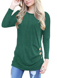 1 x Brand New MOLERANI T-Shirts for Women Long Sleeve Round Neck Tunic Blouse Top Casual Tee Green M 38-40 - RRP €25.01