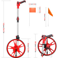 1 x RAW Customer Returns ZHJAN Foldable measuring wheel 99999.9m, distance measuring wheel with carrying bag and red flag, measuring wheel meter counter for precise measurement of lines, areas - RRP €42.11