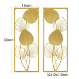 1 x RAW Customer Returns TELADESHX 2 Pieces Wall Decoration Living Room Luxury Golden 3D Wall Sculptures 32 X12 Modern Wall Hanging Sculptures with Frame for Bedroom Living Room Kitchen Dining Room Office - RRP €43.36