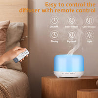 1 x RAW Customer Returns Hianjoo Aroma Diffuser 450ml, Humidifier with Timer, Ultrasonic Aromatherapy Diffuser 7 Colors LED with Remote Control for Bedroom Office Yoga Spa - Pure White - RRP €18.59