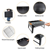 1 x RAW Customer Returns BBQ Barbecue Grill, Portable Foldable Charcoal Grill Desk Table Top Outdoor Stainless Steel BBQ Smoker for Picnic Garden Patio Camping Travel - RRP €22.99