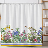 1 x Brand New Ttincceer 183x183cm Plants Spring Summer Shower Curtain Green Grass Botanical Flowers Bath Curtain Bee Colorful Flowers Garden Landscape Shower Curtains Waterproof Bath Curtain - RRP €10.07