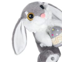 1 x RAW Customer Returns My OLi 20cm Easter Bunny Plush Rabbit with Easter Egg Stuffed Toy Rabbit Floppy Ears Sitting Bunny Stuffed Animal Bedtime Friend Easter Gifts for Children Babies Boys Girls, Grey - RRP €17.14